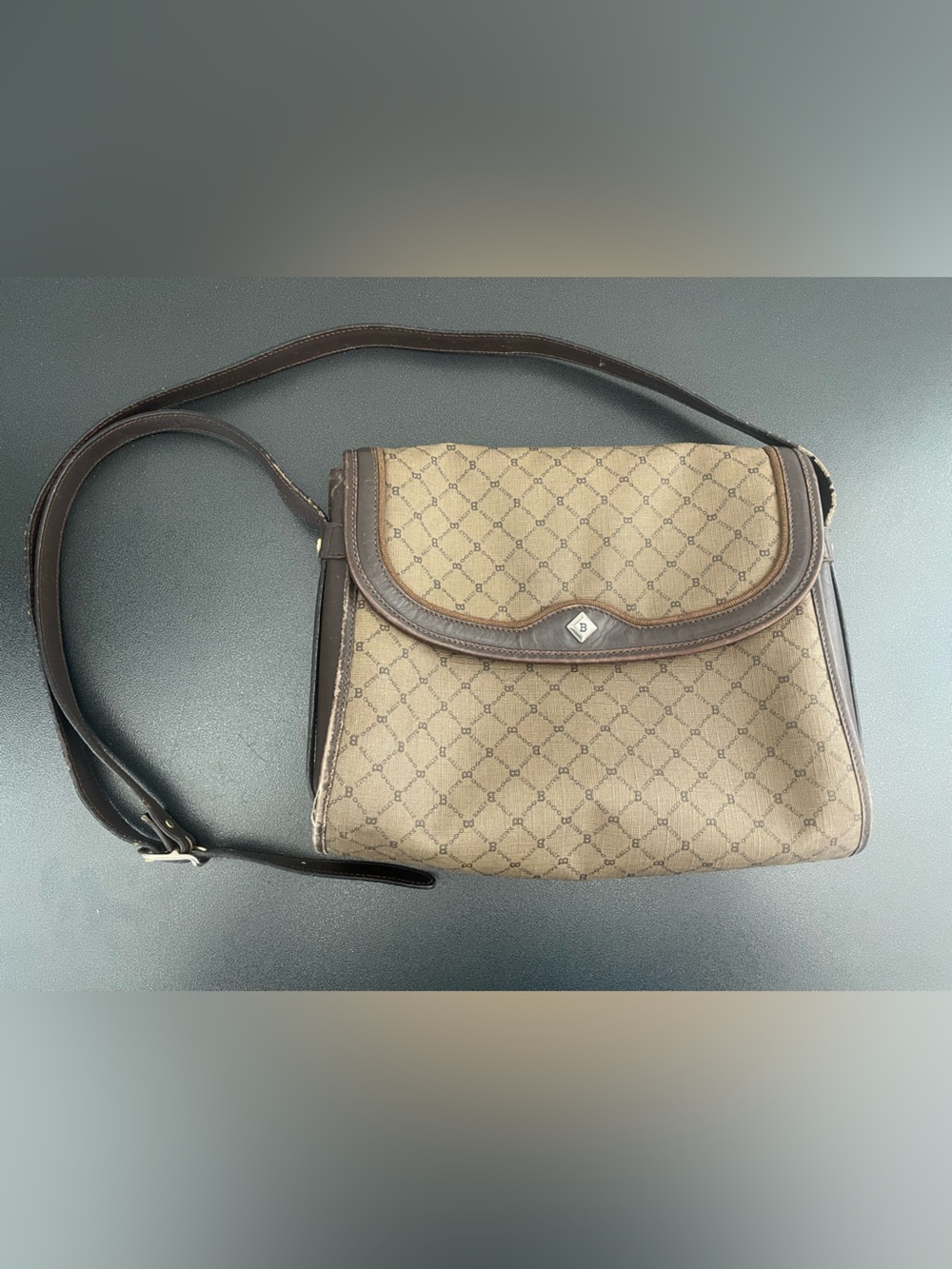 Women’s Bally Monogram Canvas Leather-Trim Purse Made In Italy